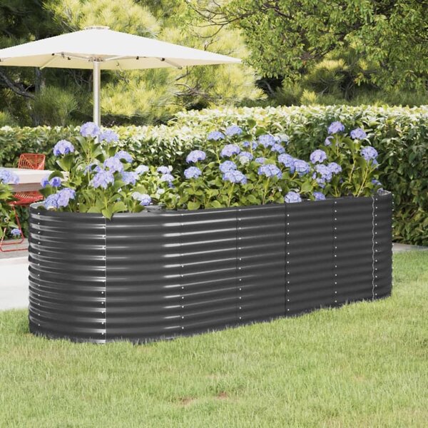 Garden Planter Powder-coated Steel 249x100x68 cm Anthracite