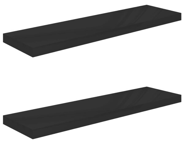 Floating Wall Shelves 2 pcs High Gloss Black 90x23.5x3.8 cm MDF