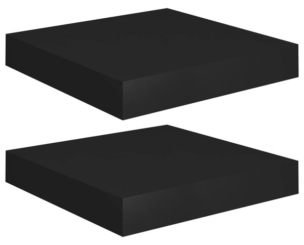 Floating Wall Shelves 2 pcs Black 23x23.5x3.8 cm MDF