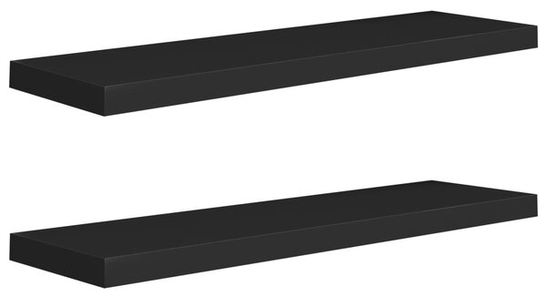 Floating Wall Shelves 2 pcs Black 90x23.5x3.8 cm MDF