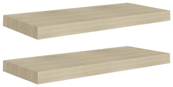 Floating Wall Shelves 2 pcs Oak 60x23.5x3.8 cm MDF