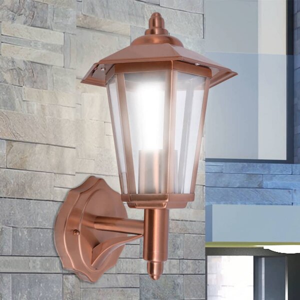 Outdoor Uplight Wall Lantern Stainless Steel Copper