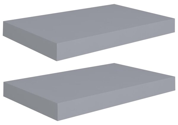 Floating Wall Shelves 2 pcs Grey 40x23x3.8 cm MDF