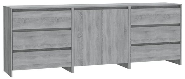 3 Piece Sideboard Grey Sonoma Engineered Wood