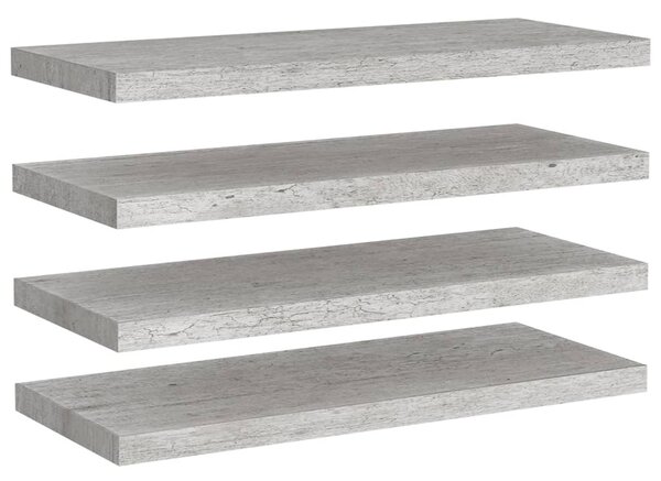 Floating Wall Shelves 4 pcs Concrete Grey 80x23.5x3.8 cm MDF