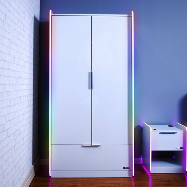 Electra 2 Door Wardrobe with LED Lights White