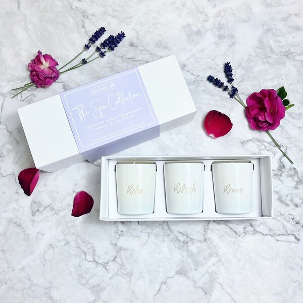 Atelier 38 Set of 3 Spa Collection Votive Candles Gift Set White