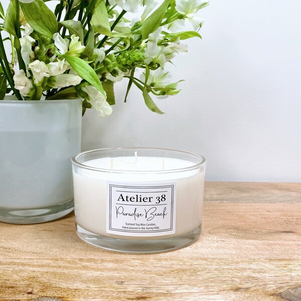 Atelier 38 Paradise Beach Large Multi Wick Candle Clear