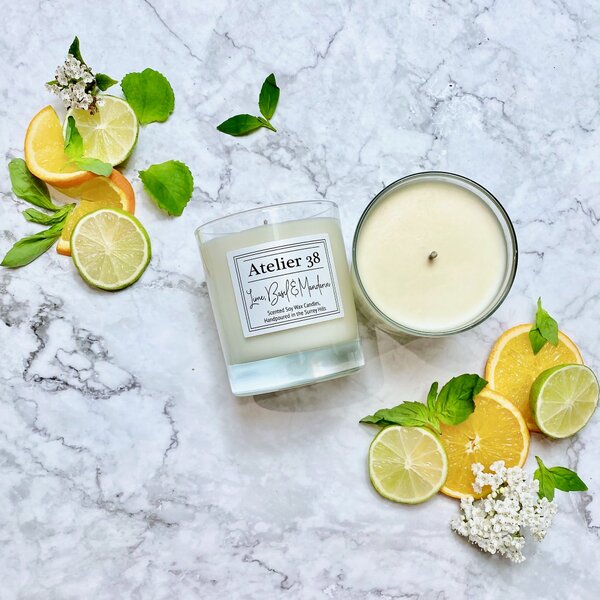 Atelier 38 Lime Basil & Mandarin Medium Candle Clear