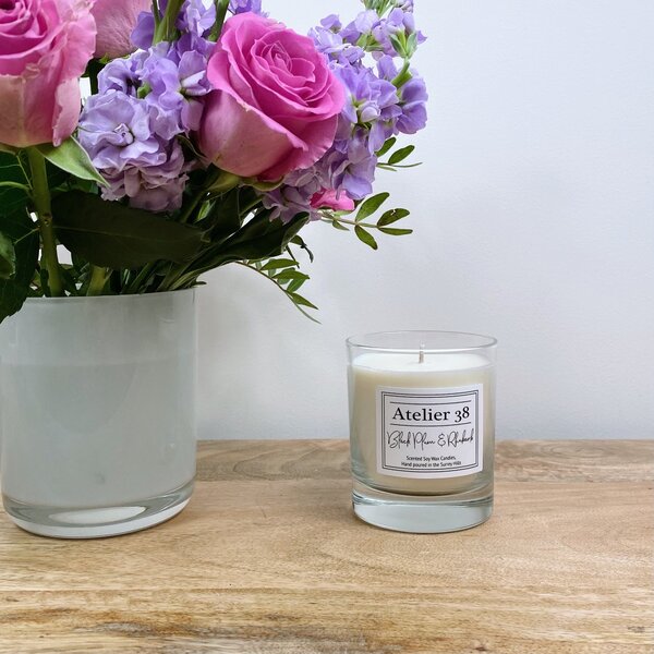 Atelier 38 Black Plum & Rhubarb Medium Candle Clear