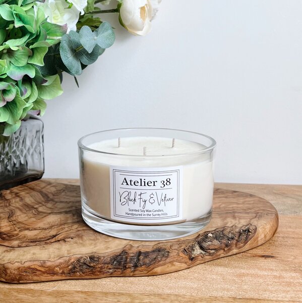 Atelier 38 Black Fig & Vetiver Large Multi Wick Candle Clear