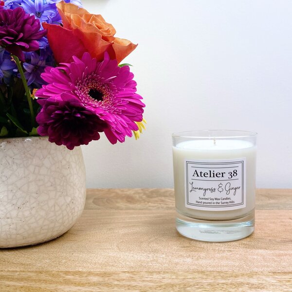 Atelier 38 Lemongrass & Ginger Medium Candle Clear