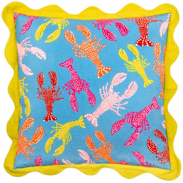 Furn. Crustaceans Cotton Square Cushion Aqua