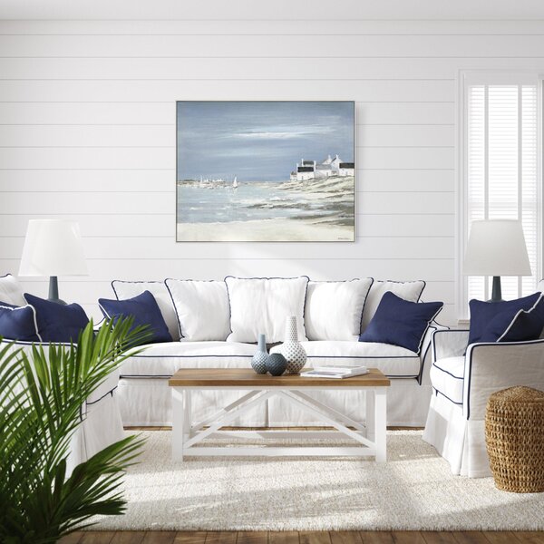 Calm Harbour By Anthony Waller Framed Canvas Grey