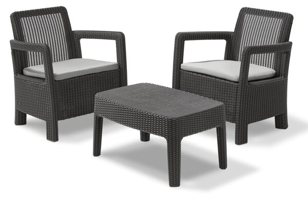Tarifa Grey 2 Seat Rattan Garden Balcony Set | Roseland Furniture
