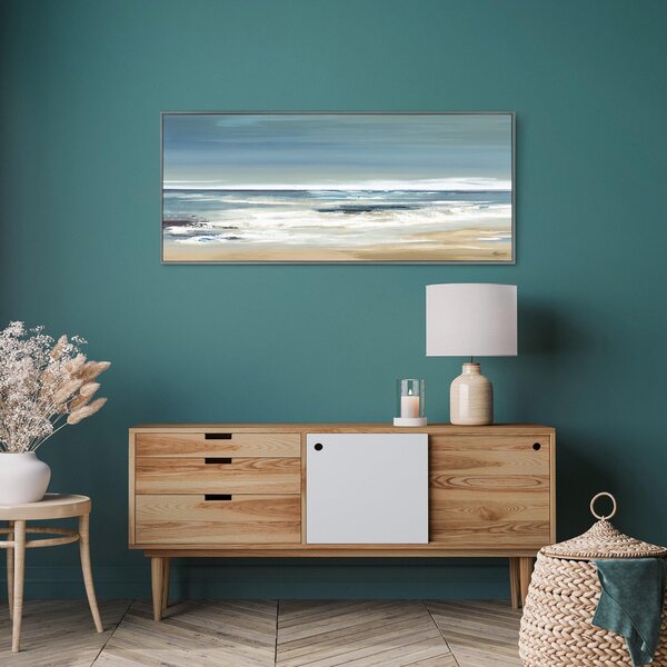 Along the Coastline By Valeria Mravyan Framed Canvas Grey