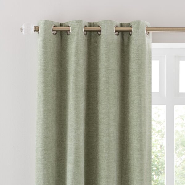 Vintage Chenille Eyelet Curtains Sage