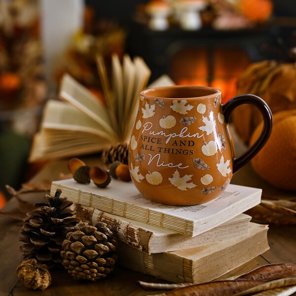 Country Living Large Ceramic Pumpkin Spice Mug Brown