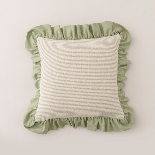 Isabelle Striped Ruffle Cotton Square Cushion Cover