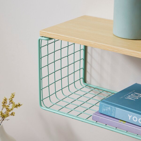 Turquoise Wire Wall Shelf