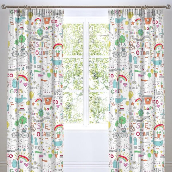 Love Our World Ready Made Curtains 66x72 Multi