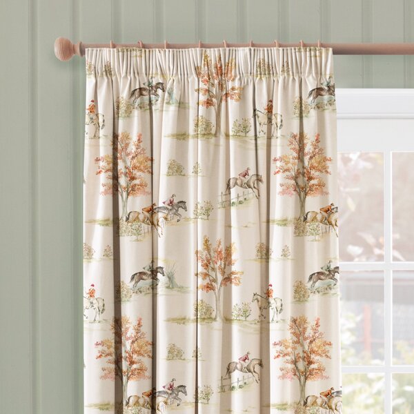 Riding Pursuits Pencil Pleat Curtains Natural