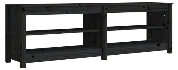 Shoe Bench Black 160x36.5x50 cm Solid Wood Pine