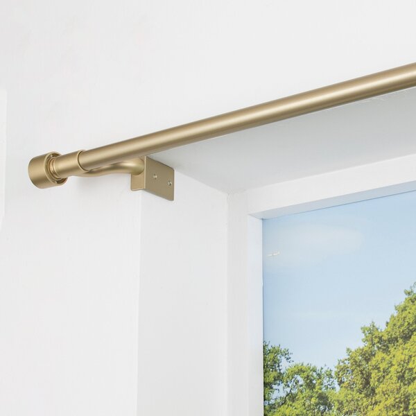 No Drills Trinity Extendable Metal Eyelet Curtain Pole Gold