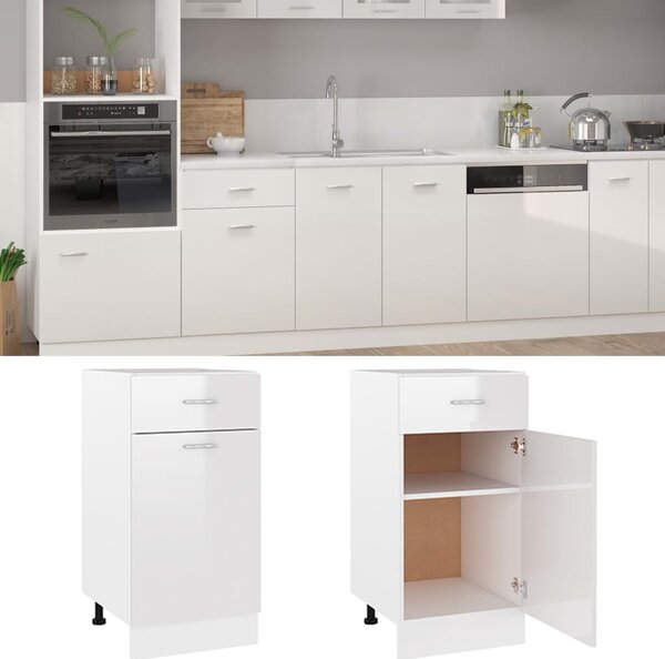 Drawer Bottom Cabinet High Gloss White 40x46x81.5 cm Engineered Wood