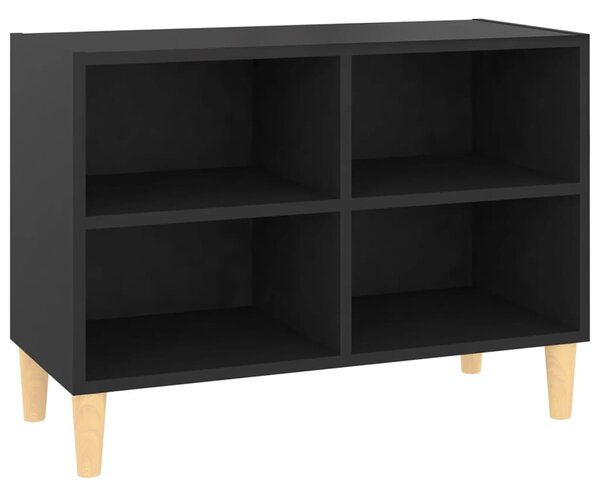 TV Cabinet with Solid Wood Legs Black 69.5x30x50 cm