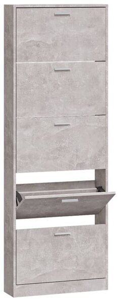 Shoe Cabinet Concrete Grey 59x17x169 cm Engineered Wood