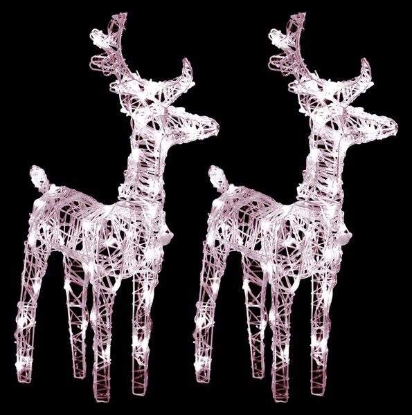 Christmas Reindeers 2 pcs Warm White 80 LEDs Acrylic