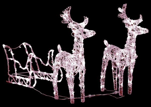 Reindeers & Sleigh Christmas Decoration 160 LEDs 130 cm Acrylic