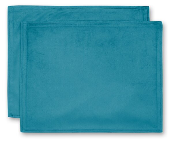 Set of 2 Recycled Velour Placemats Teal (Blue)