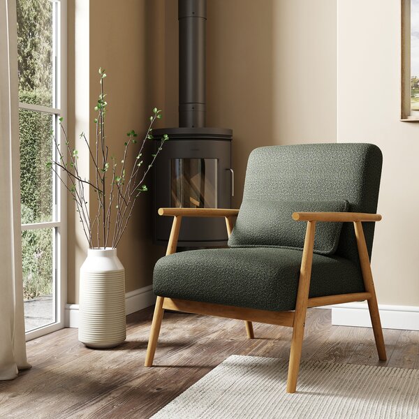 Spindle Boucle Chair Olive (Green)