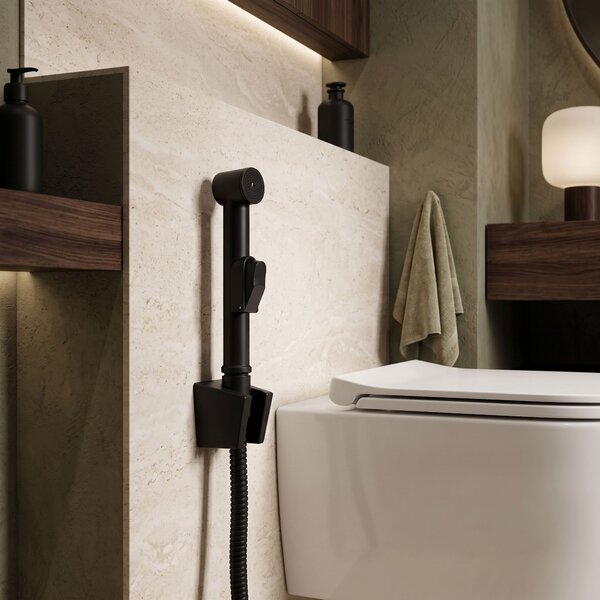 Washbasin faucet with bidetta Rea Lungo Black