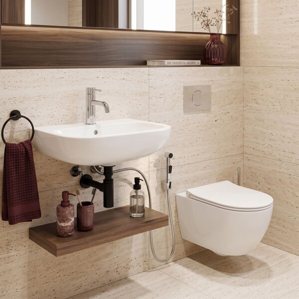 Washbasin faucet with bidetta Rea Lungo Chrome