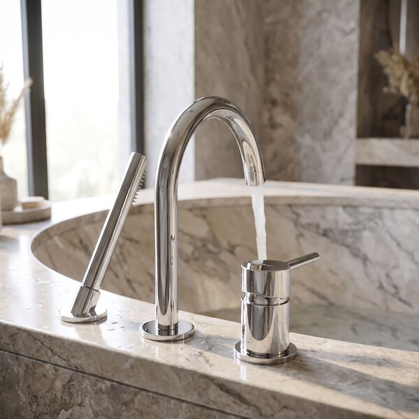 3-Hole Bathtub Faucet Rea Lungo Chrome