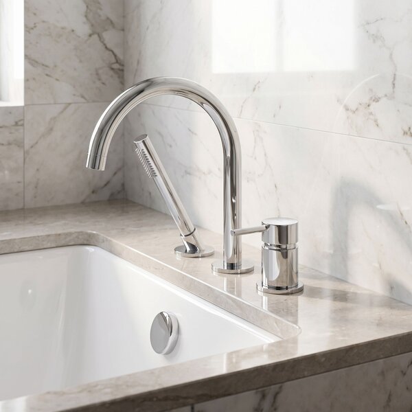 3-Hole Bathtub Faucet Rea Lungo Chrome