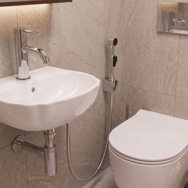 Washbasin faucet with bidetta Rea Lungo Chrome