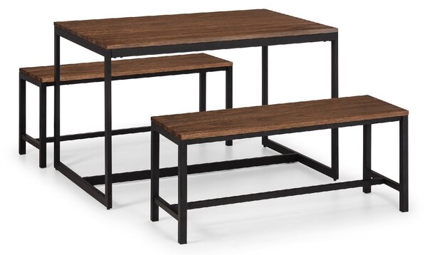 Tribeca Rectangular Walnut Dining Table with 2 Tribeca Benches Walnut (Brown)