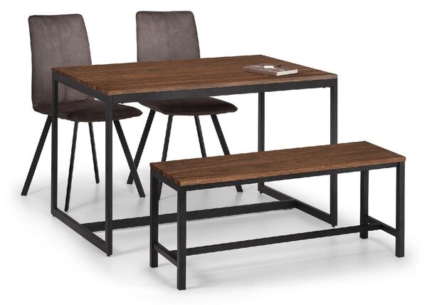 Tribeca Rectangular Walnut Dining Table with 1 Bench and 2 Monroe Chairs Walnut (Brown)