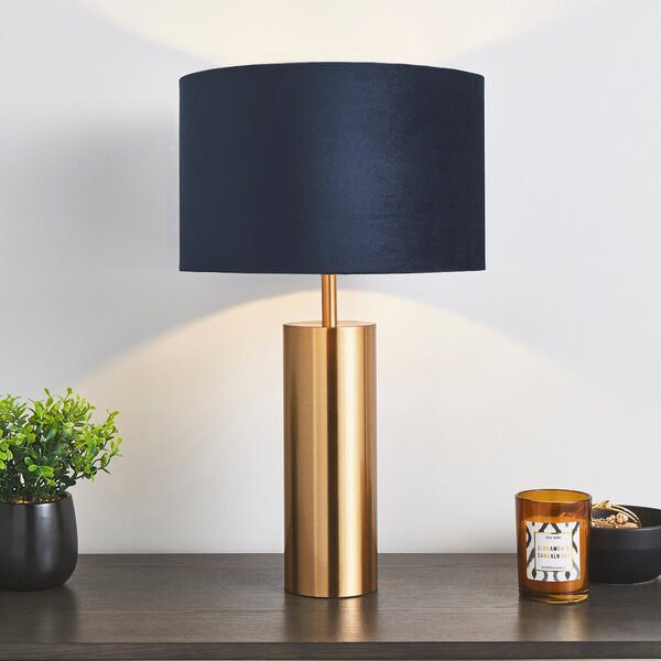 Nesa Table Brass with Tapered Navy Shade Navy