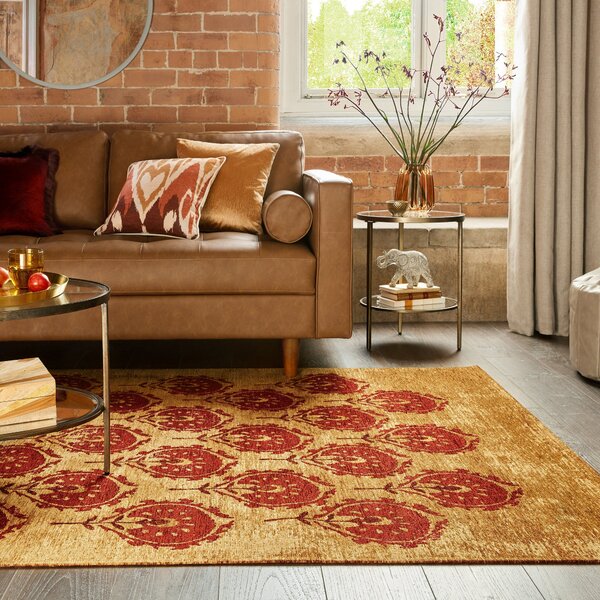 Suman Chenille Flatweave Rug Gold/Red