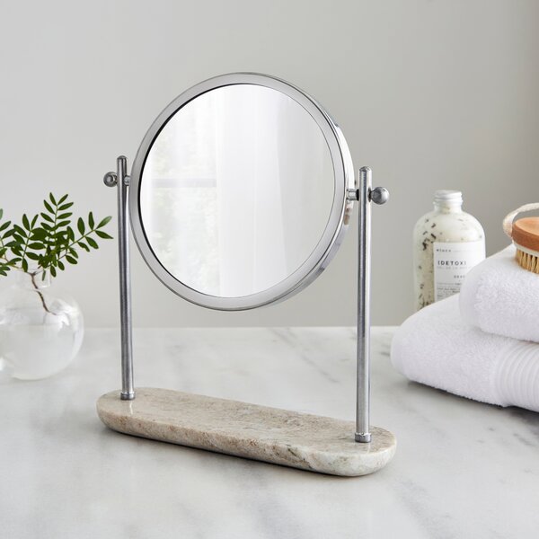 Dorma Marble Natural Pedestal Mirror Clear