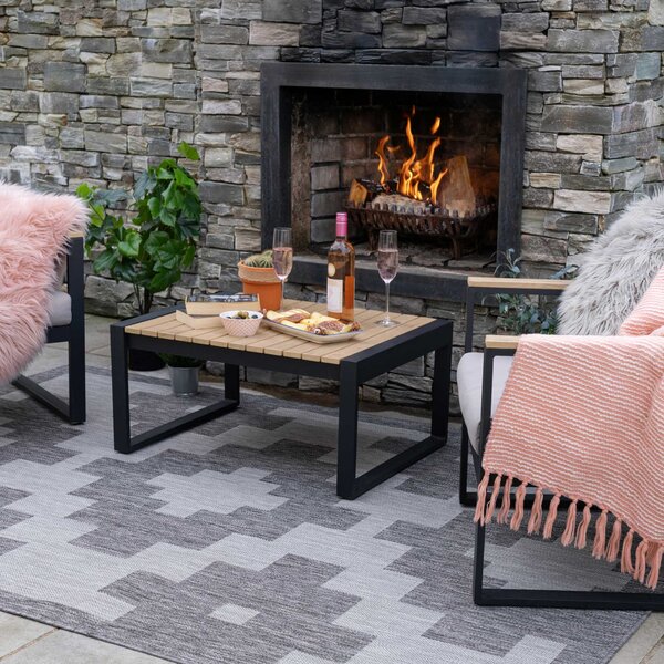 Grey Geometric Indoor Outdoor Area Rug | Decker