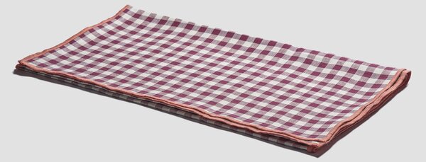 Piglet Berry Gingham Linen Table Runner Size 45 x 200cm | 100% European Linen