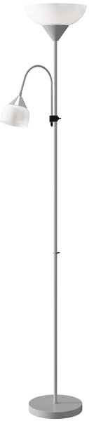 HOMCOM LED Floor Lamp for Living Room, 180cm Tall Standing Lamp, Mother and Child Uplighter with Adjustable Gooseneck, 3000K/4500K/6500K Colour Temperatures, Silver Tone