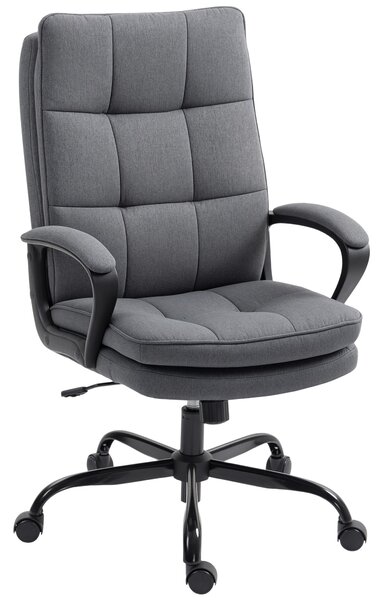 HOMCOM Double Padded Linen-Look Office Chair - Charcoal Grey