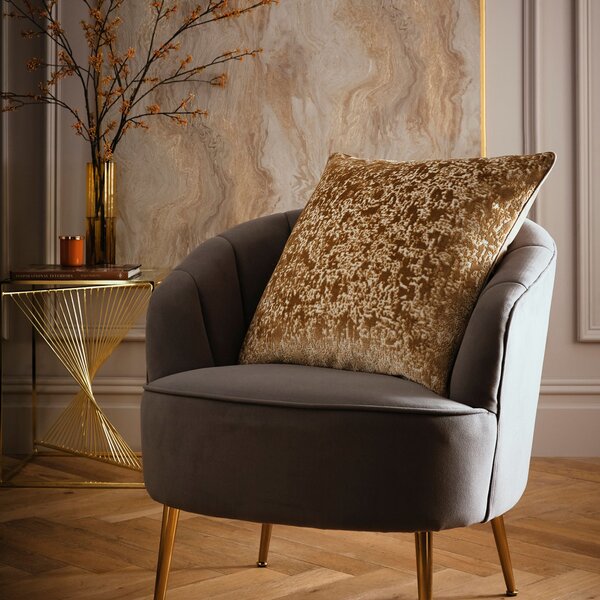 Laurence Llewelyn-Bowen Atlas Jacquard Velvet 55cm x 55cm Filled Cushion Gold